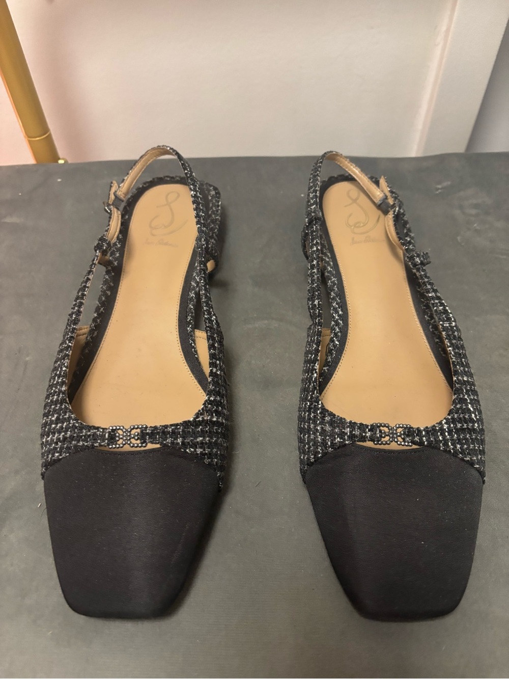 Sam Edelman Women's Black Tweed Slingback Flats
